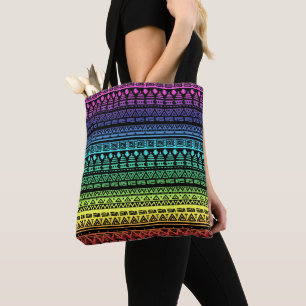 Colourful rainbow ornament tote bag