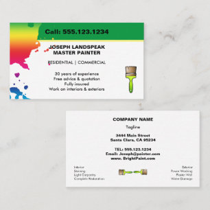 Colourful Rainbow Paint Drips Master Painter  Business Card