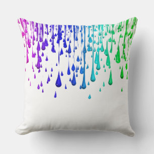 Colourful Rainbow Paint Drips Throw Pillow