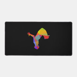 Colourful rainbow parkour runner in backflip sport desk mat