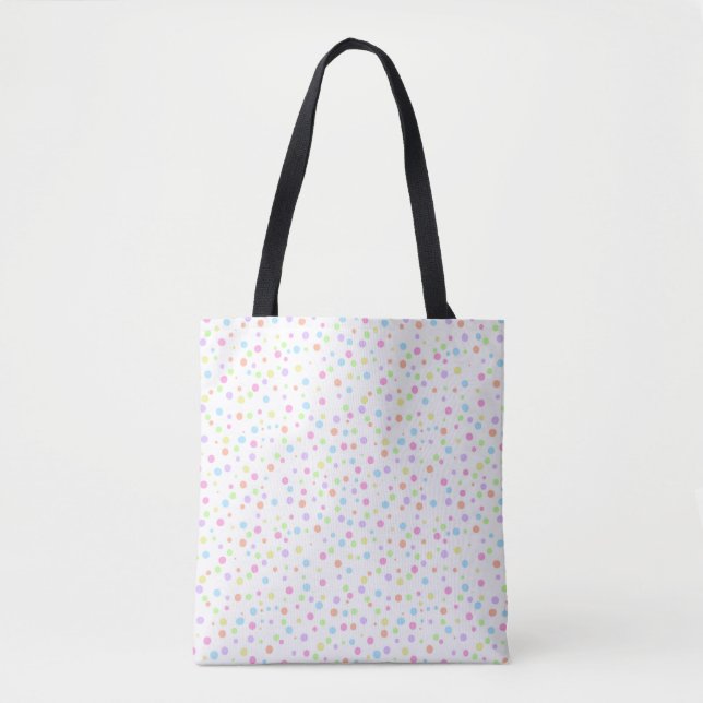 Colourful Rainbow Pastel Dot Pattern Tote Bag (Front)