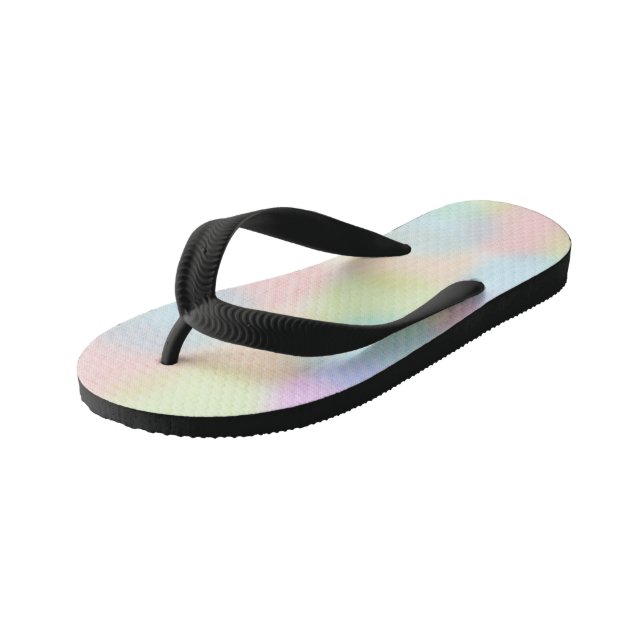 Colourful Rainbow pastel Geometric Circle Pattern Kid's Jandals (Angled)