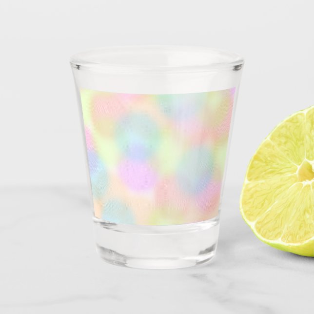 Colourful Rainbow pastel Geometric Circle Pattern Shot Glass (Front)