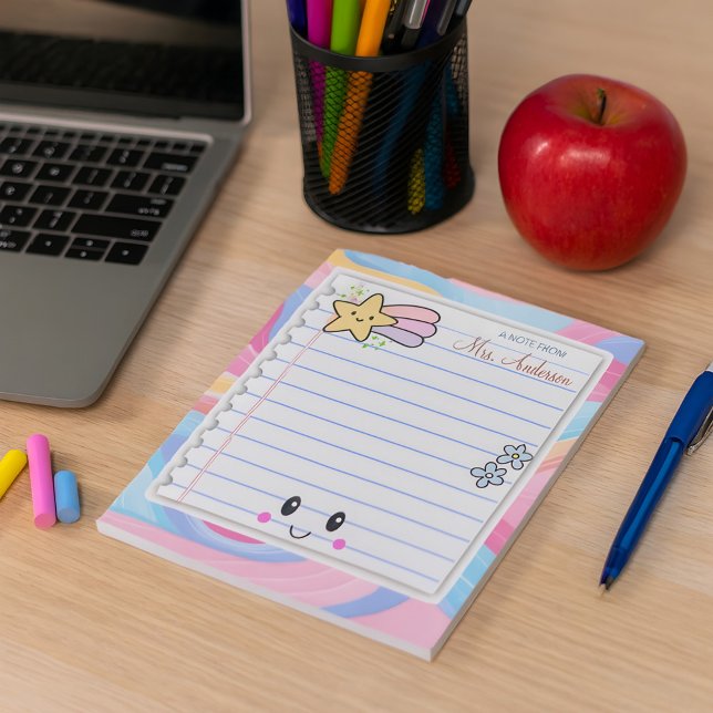 Colourful Rainbow Pastel Teacher Appreciation  Notepad (Creator Uploaded)