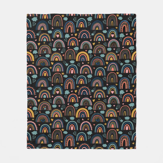 Colourful Rainbow Pattern Fleece Blanket (Front)