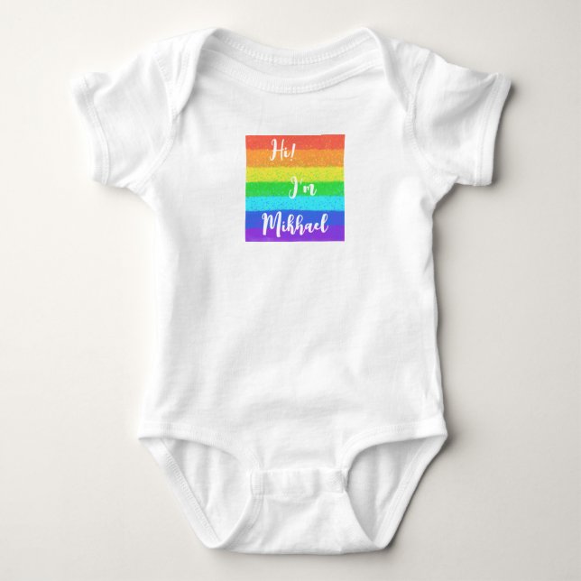 Colourful rainbow personalised Baby Jersey Bodysui Bodysuit (Front)