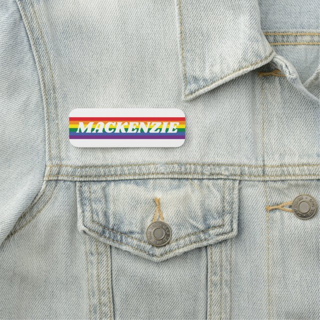 Colourful Rainbow Personalised Name Tag (In Situ)