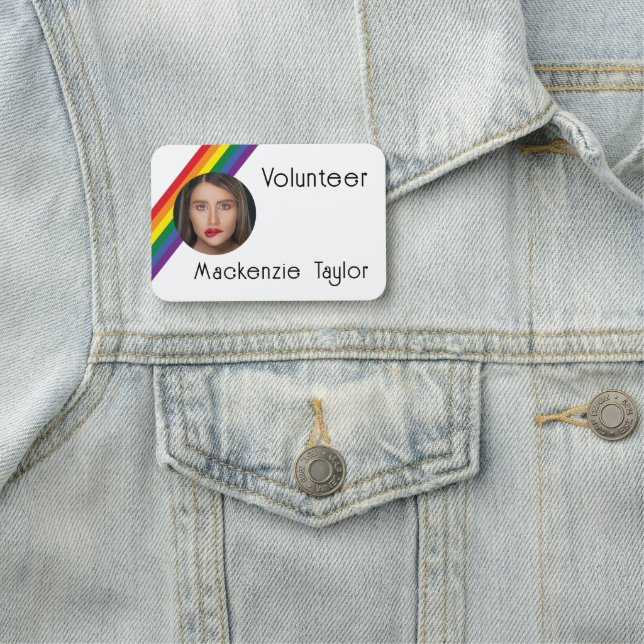 Colourful Rainbow Personalised Photo Name Tag (In Situ)