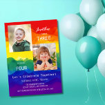 Colourful Rainbow Photo Together Joint Birthday  Invitation<br><div class="desc">Joint birthday invitations featuring a colourful rainbow background,  with vibrant typography and two photos of your choice.</div>