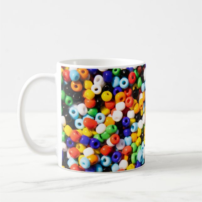 Colourful Rainbow Pile of Beads Coffee Mug (Left)