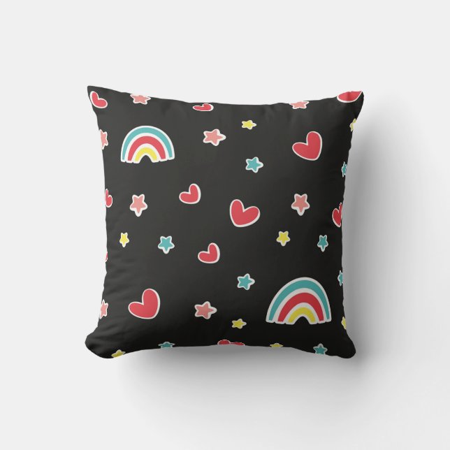 Colourful Rainbow Pillow – Bright & Cheerful Home  (Front)