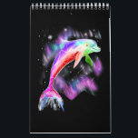 colourful rainbow pink dolphin ocean galaxy space  calendar<br><div class="desc">colourful rainbow pink dolphin ocean galaxy space .</div>