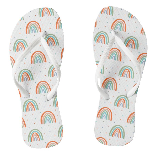 Colourful Rainbow Polka Dot Pattern Jandals (Footbed)