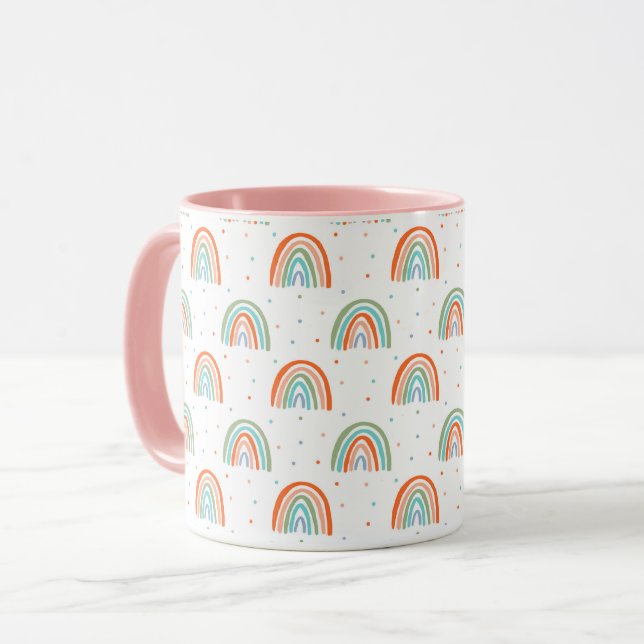 Colourful Rainbow Polka Dot Pattern Mug (Front Left)