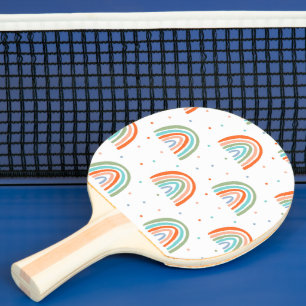 Colourful Rainbow Polka Dot Pattern Ping Pong Paddle