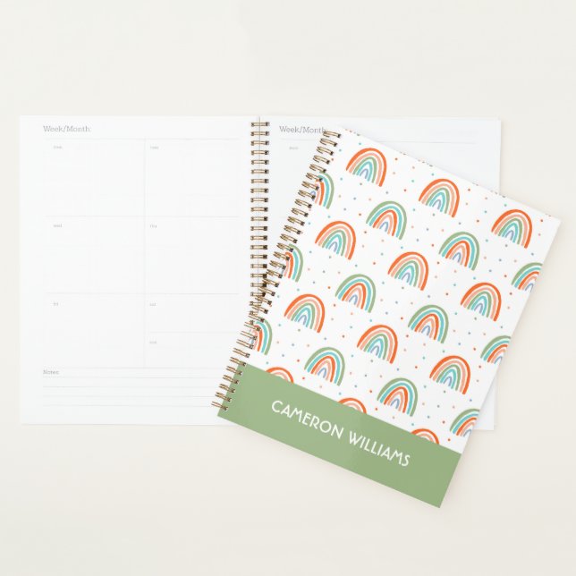 Colourful Rainbow Polka Dot Pattern Planner (Display)