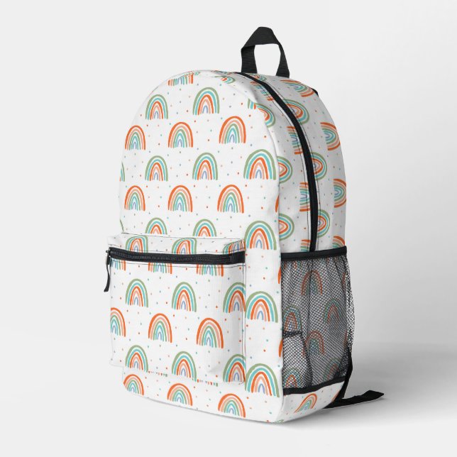 Colourful Rainbow Polka Dot Pattern Printed Backpack (Back Corner Right)