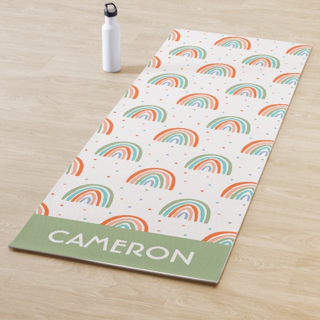 Colourful Rainbow Polka Dot Pattern Yoga Mat (In Situ)