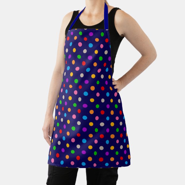 Colourful Rainbow Polka Dots Blue  Apron (Insitu)