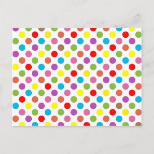 Colourful rainbow polka dots pattern postcard