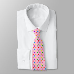 Colourful Rainbow Polka Dots Pink Tie