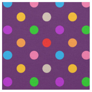 Colourful Rainbow Polka Dots Purple Fabric