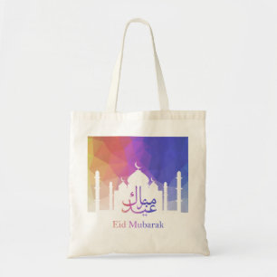 Colourful Rainbow Polygonal Eid Mosque Budget Tote Bag