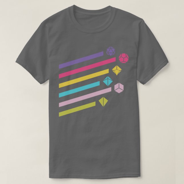 Colourful Rainbow Polyhedral Dice Set Ray T-Shirt (Design Front)