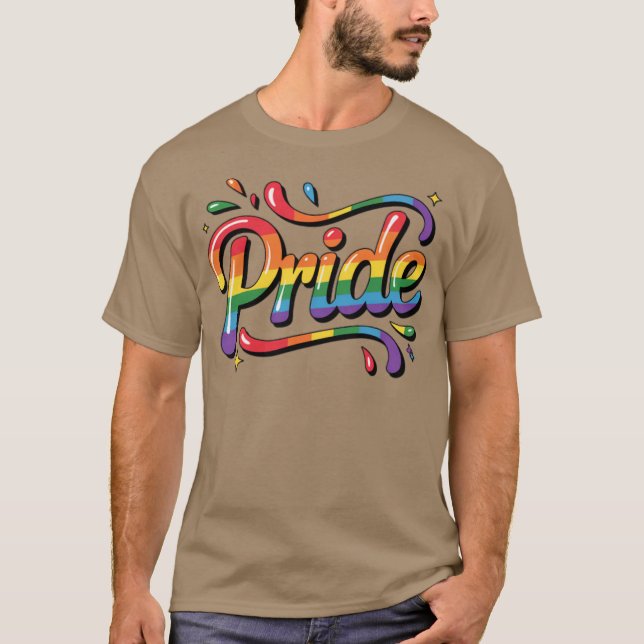 Colourful Rainbow Pride LGBTQ Celebration Design T-Shirt (Front)