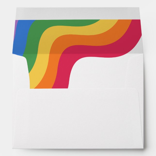 Colourful Rainbow Pride Stripes LGBTQ Gay Wedding Envelope (Back (Bottom))