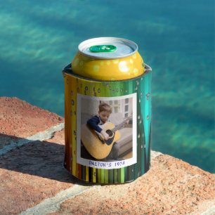 Colourful Rainbow Rain 40th 50th Birthday Modern Can Cooler