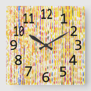 Colourful Rainbow Raindrops Vertical Pattern Clock