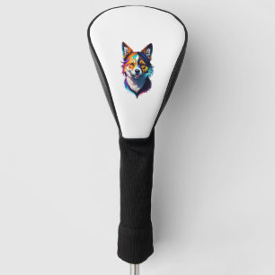 colourful rainbow realistic corgi dog design golf head cover