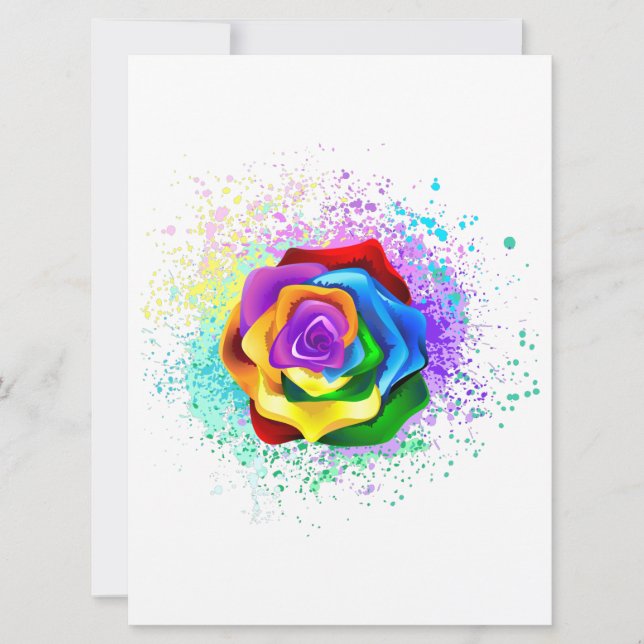 Colourful Rainbow Rose Announcement (Front)