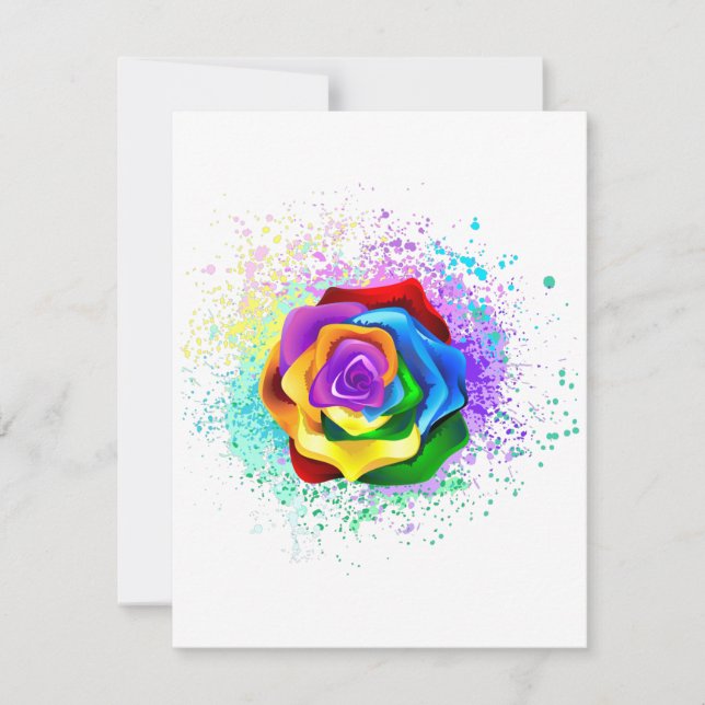 Colourful Rainbow Rose Announcement (Front)