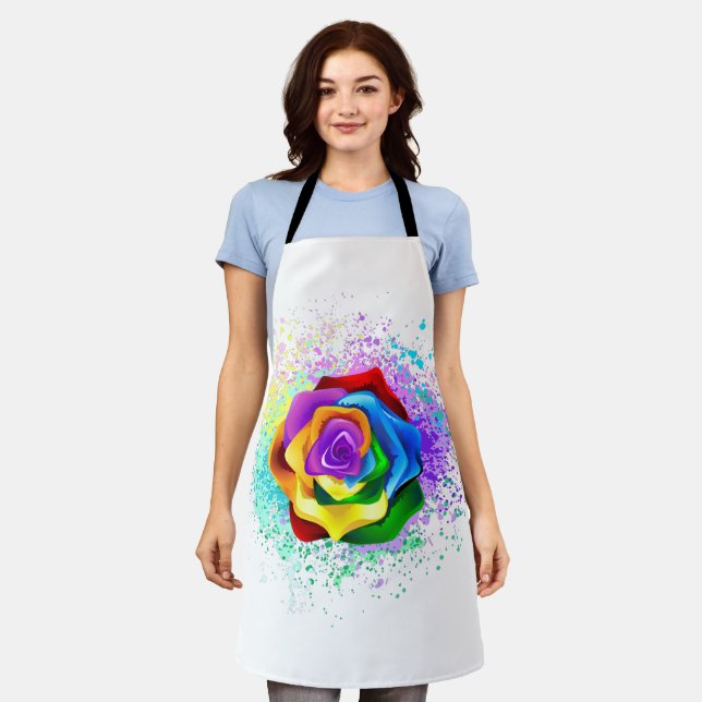 Colourful Rainbow Rose Apron (Worn)