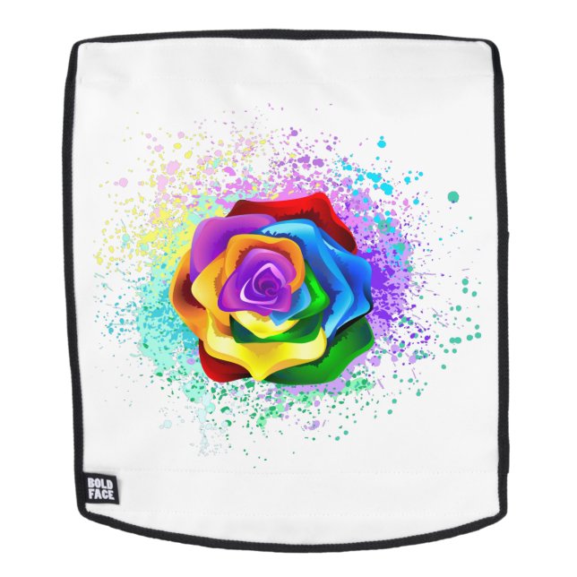 Colourful Rainbow Rose Backpack (Removable Face)