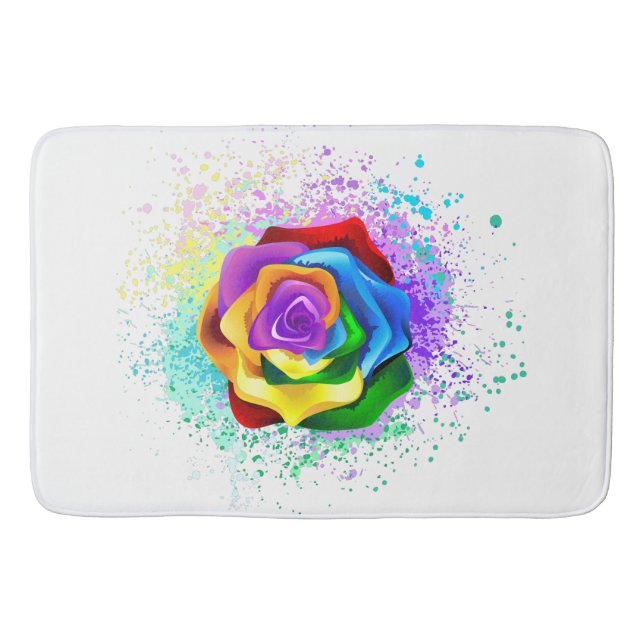 Colourful Rainbow Rose Bath Mat (Front)