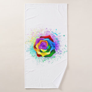 Colourful Rainbow Rose Bath Towel