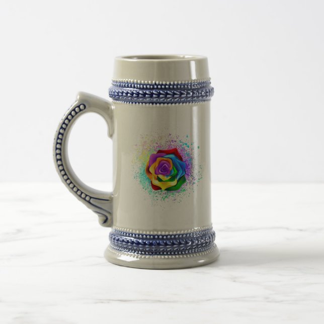 Colourful Rainbow Rose Beer Stein (Left)