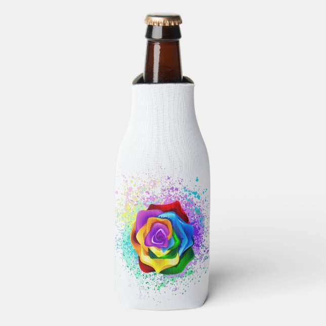 Colourful Rainbow Rose Bottle Cooler (Bottle Front)