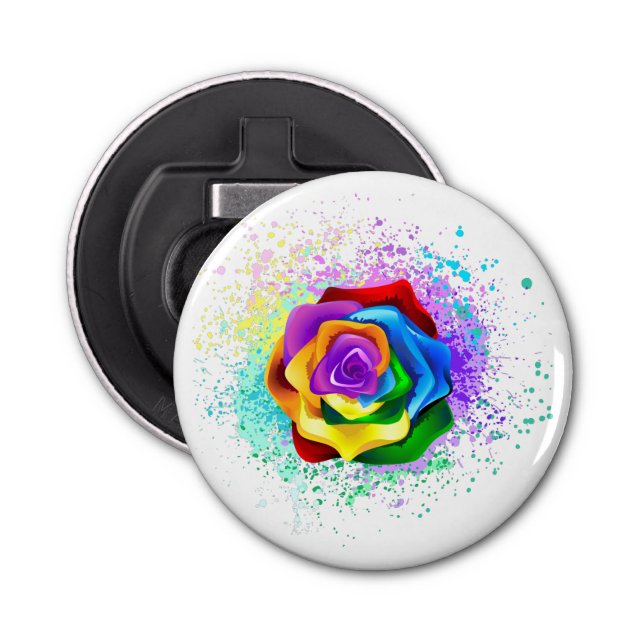 Colourful Rainbow Rose Bottle Opener (Front)