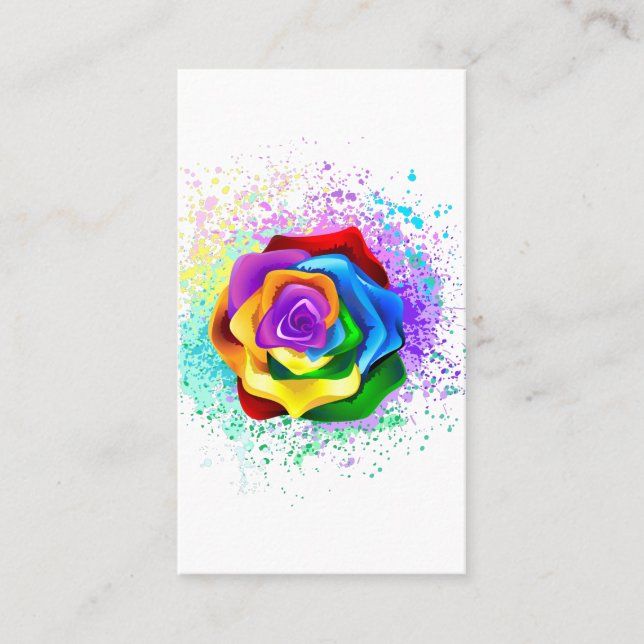 Colourful Rainbow Rose Business Card (Front)