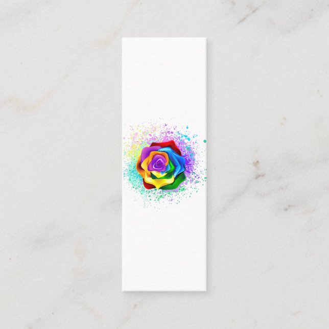 Colourful Rainbow Rose Calling Card (Front)