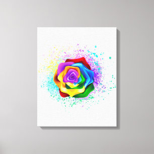 Colourful Rainbow Rose Canvas Print