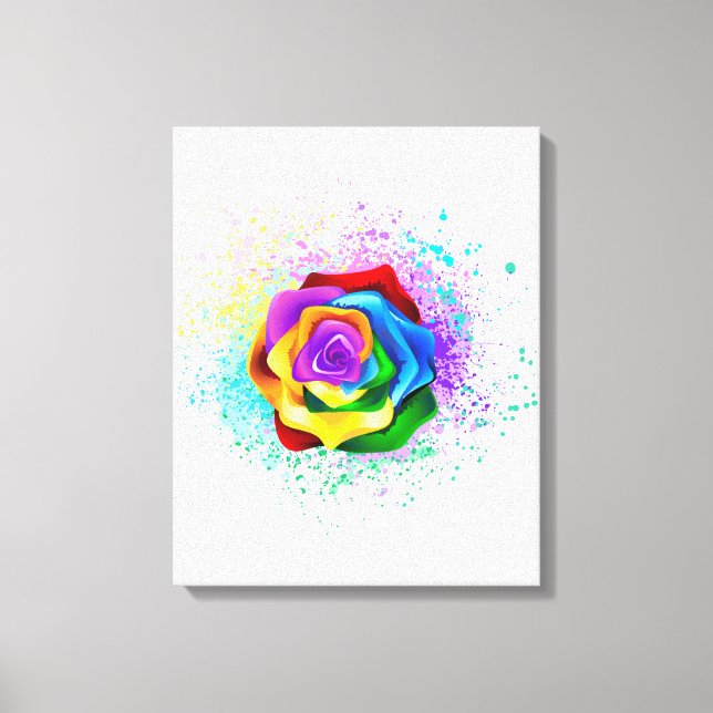 Colourful Rainbow Rose Canvas Print (Front)