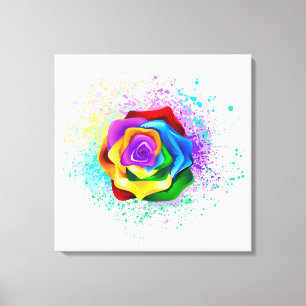 Colourful Rainbow Rose Canvas Print
