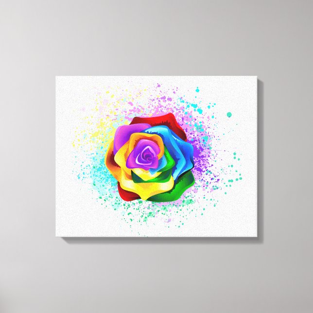 Colourful Rainbow Rose Canvas Print (Front)