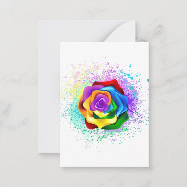 Colourful Rainbow Rose Card (Front)