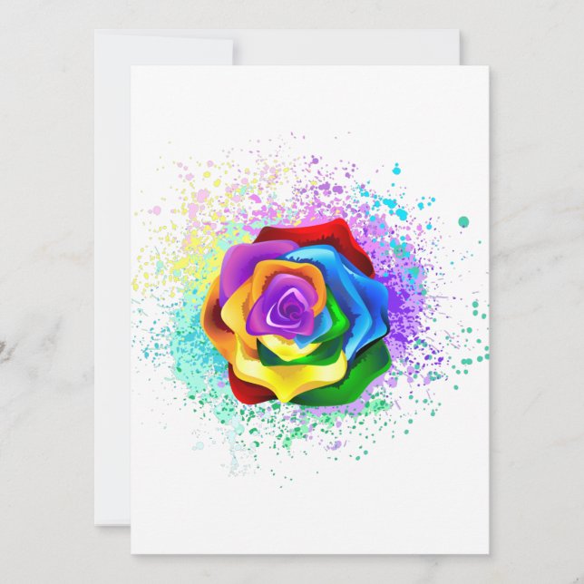 Colourful Rainbow Rose Card (Front)